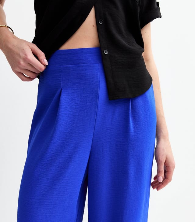 New Look Women's Blue Pleated Front Wide Leg Trousers New Look - 2