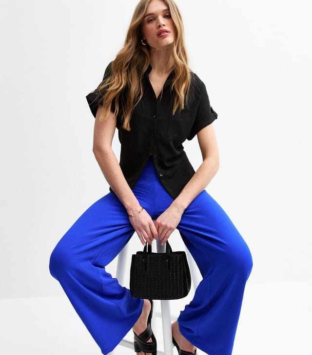 New Look Women's Blue Pleated Front Wide Leg Trousers New Look - 3