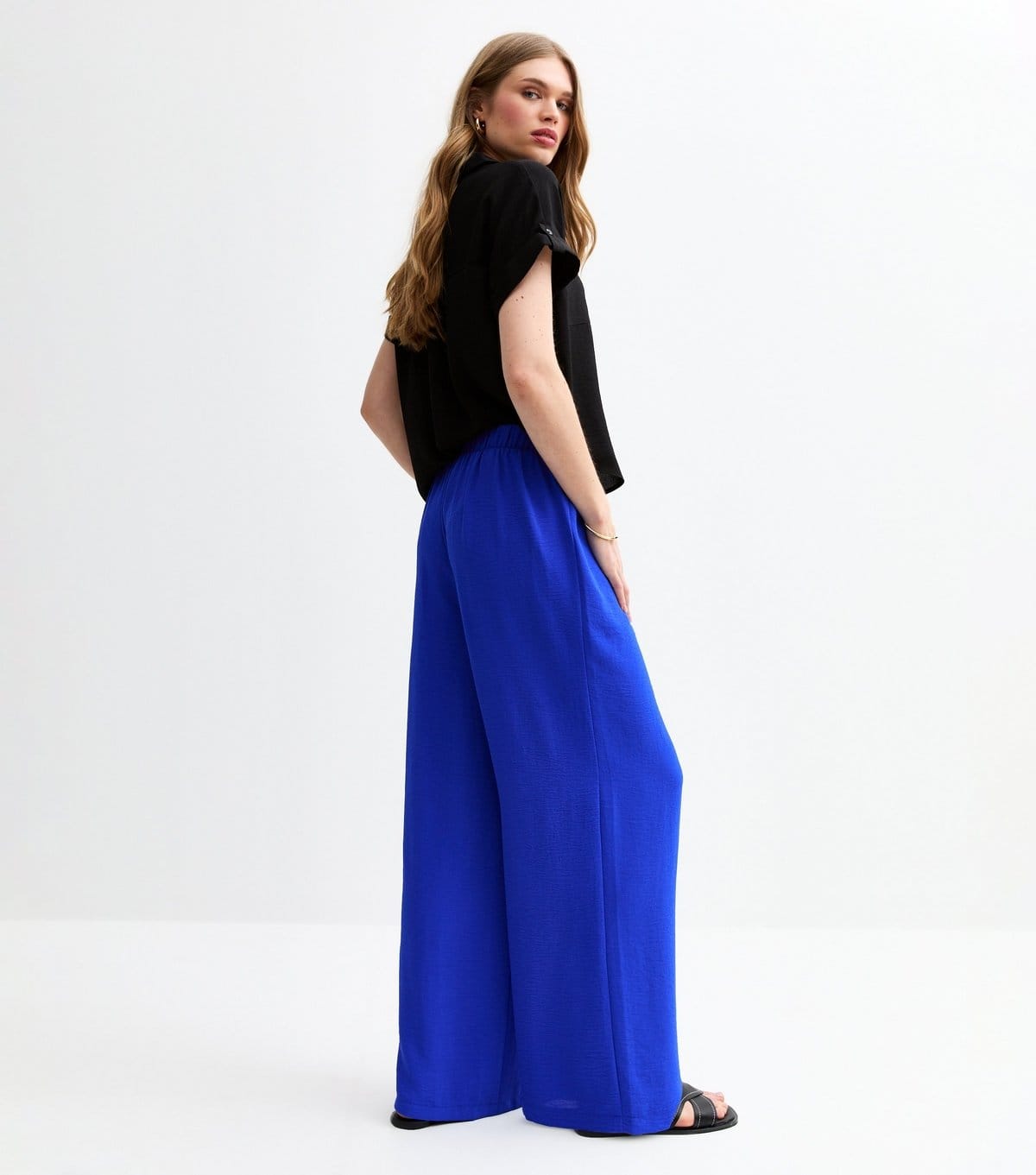 New Look Women's Blue Pleated Front Wide Leg Trousers New Look - 4