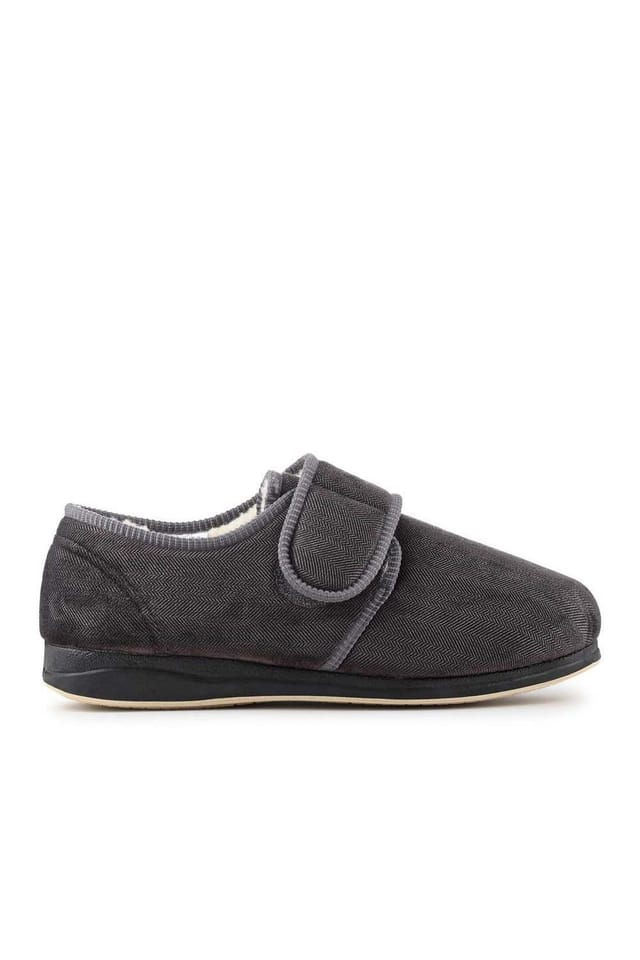 Easyfit Easyfit Men's Extra-Wide Faux-Fur-Lined Slippers in Grey - 2