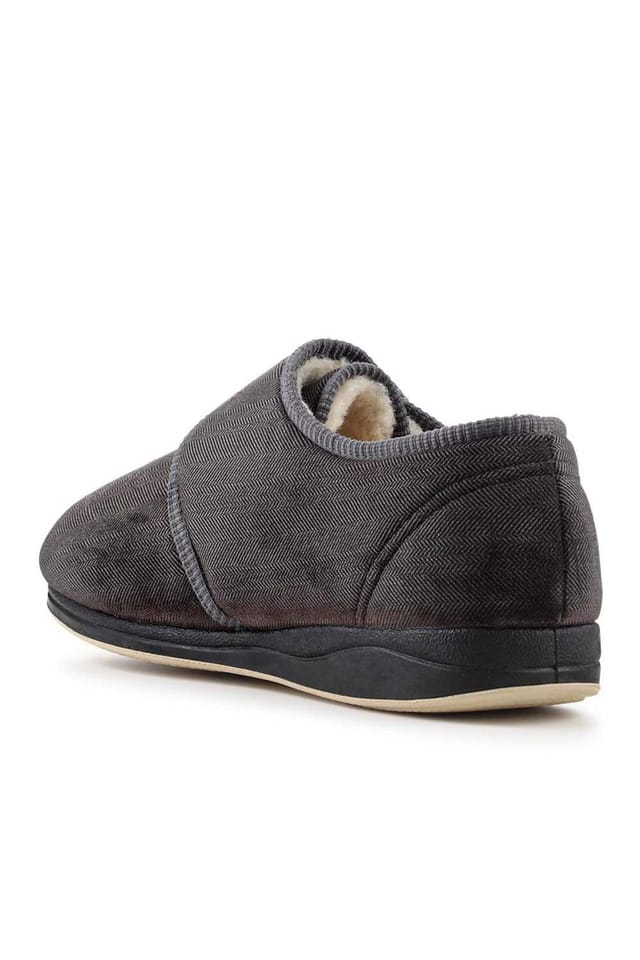 Easyfit Easyfit Men's Extra-Wide Faux-Fur-Lined Slippers in Grey - 3