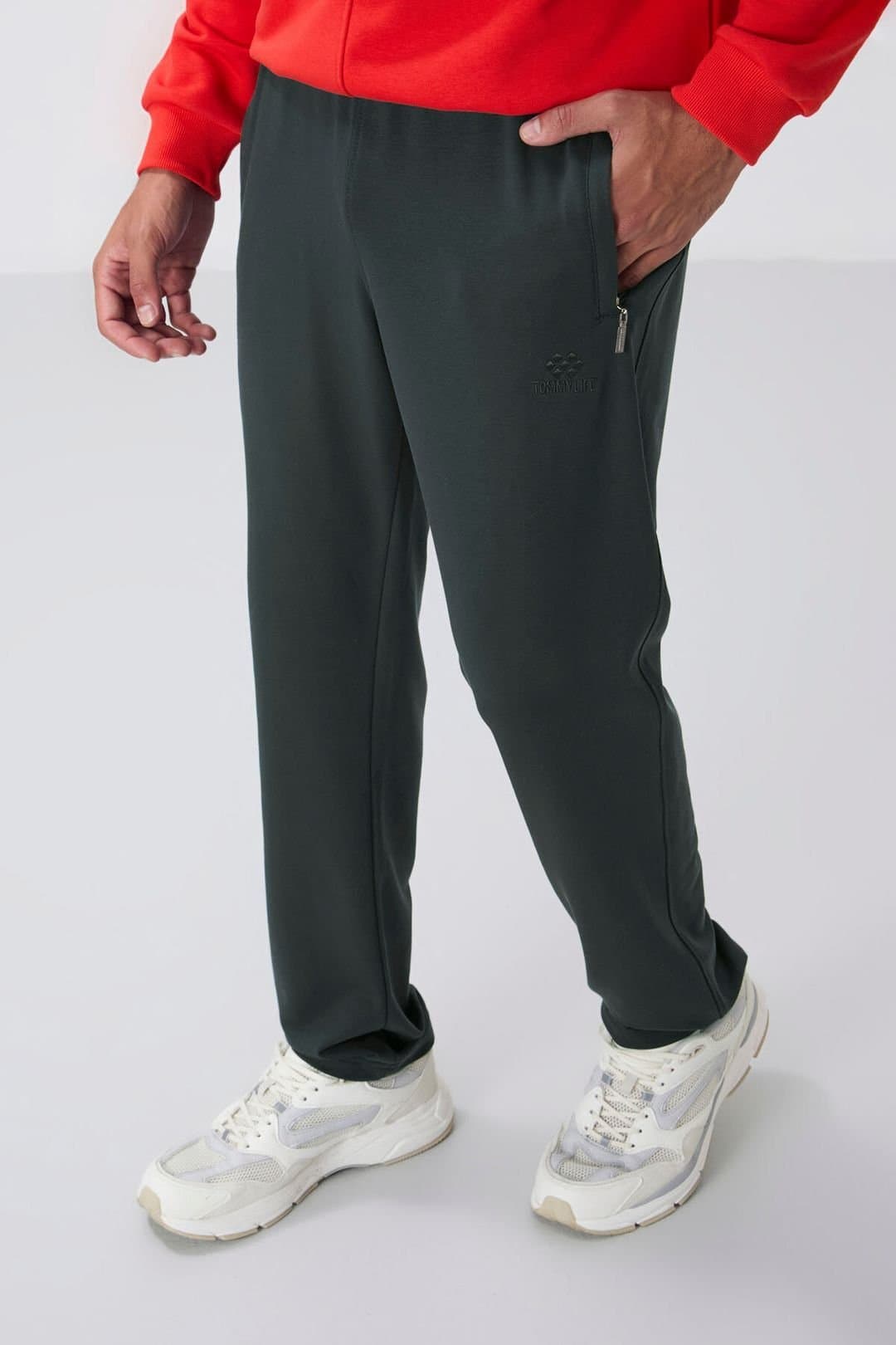 Tommy Life Tommy Life Men's Slim-fit Straight-leg Sweatpants in Dark Green