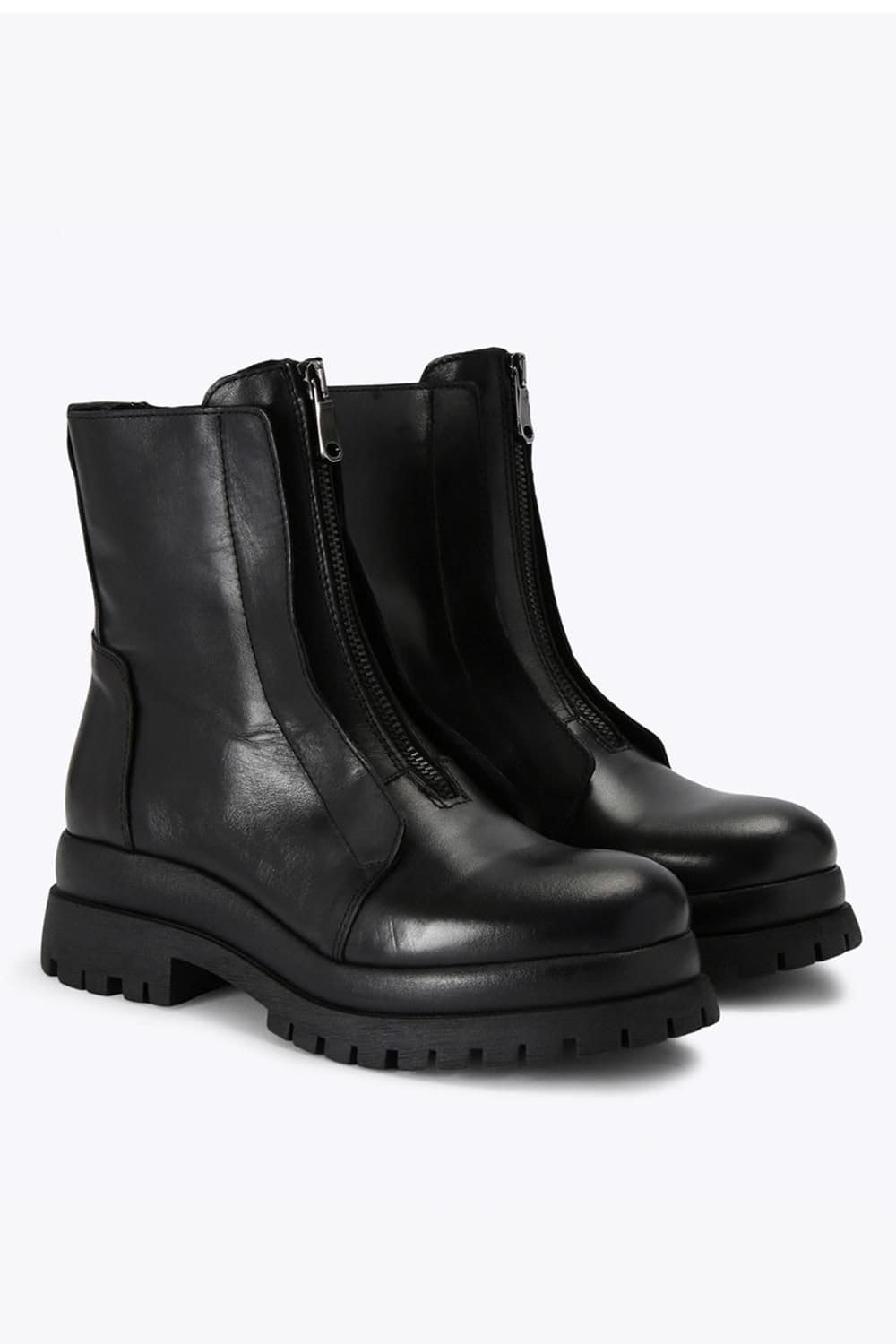 Steve Madden STEVE MADDEN Women's 'Milton Black Leather' Leather Boots - 4