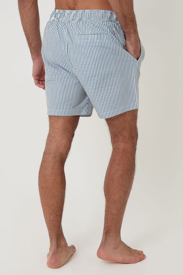 Threadbare threadbare Men's 2-Pack Stripe Seersucker Swim Shorts in Blue - 3