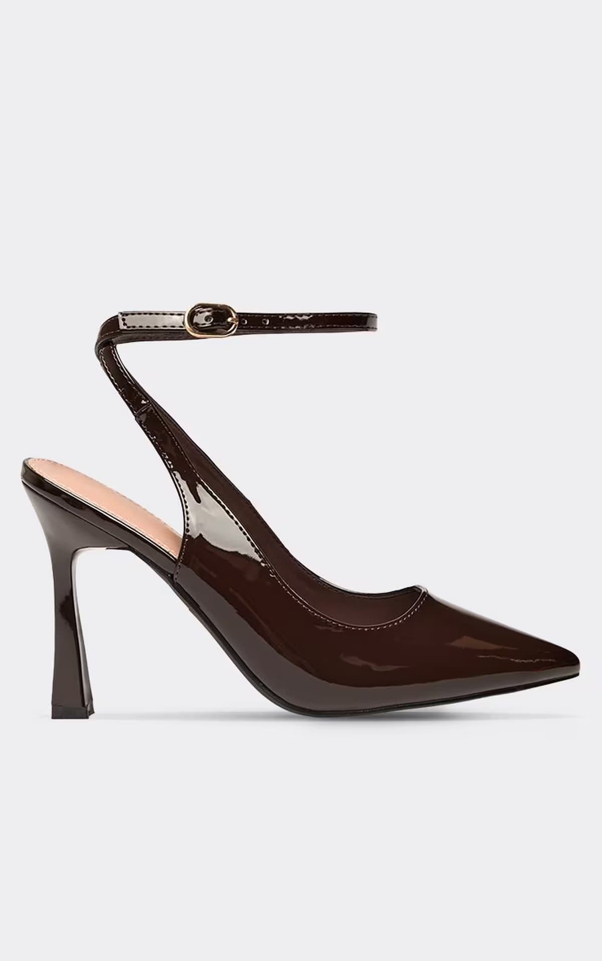 EGO Toria Pointed Toe Court Heel In Brown Patent, Women's Size UK 3