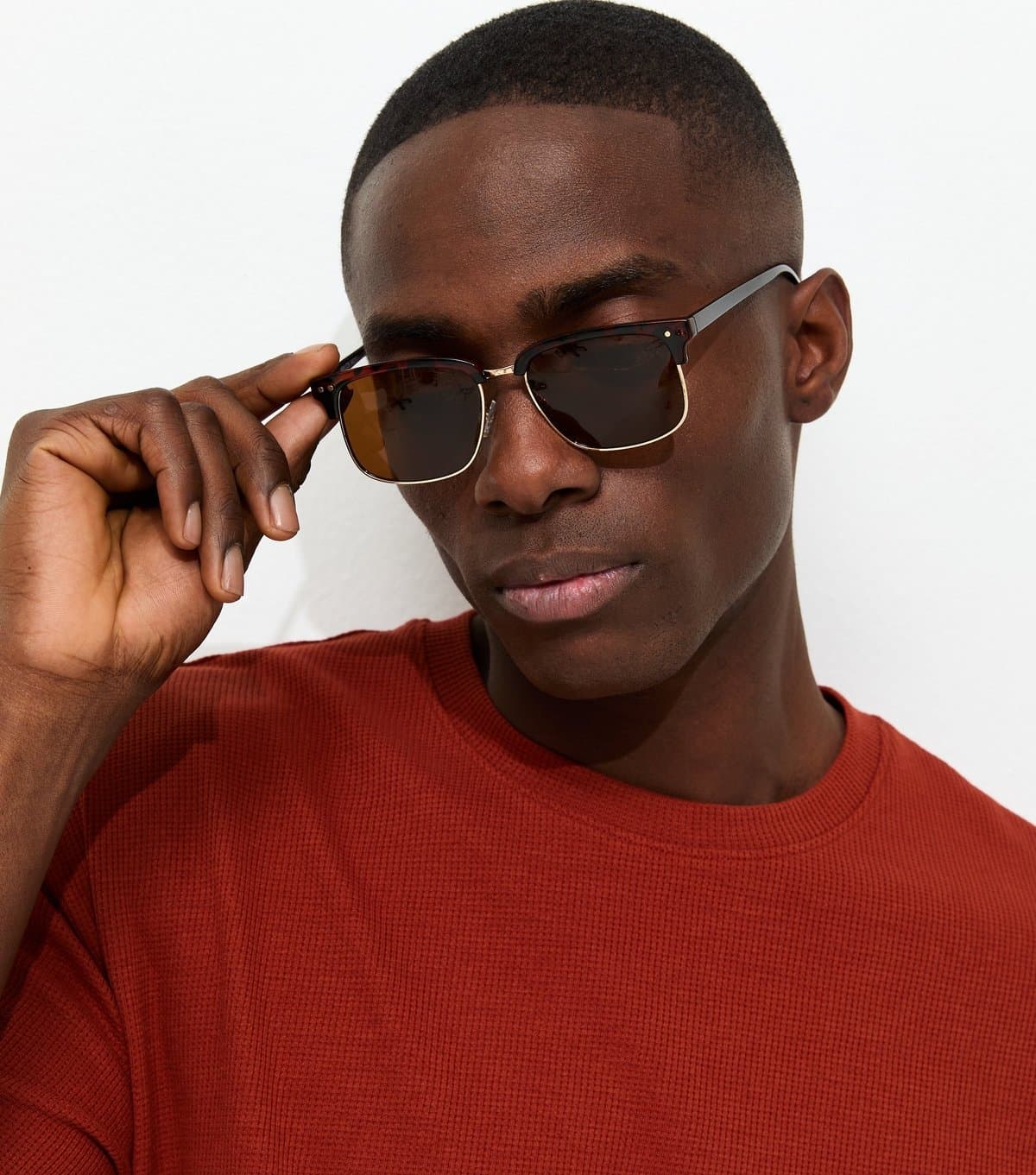 New Look Men's Brown Tortoiseshell Effect Retro Sunglasses New Look