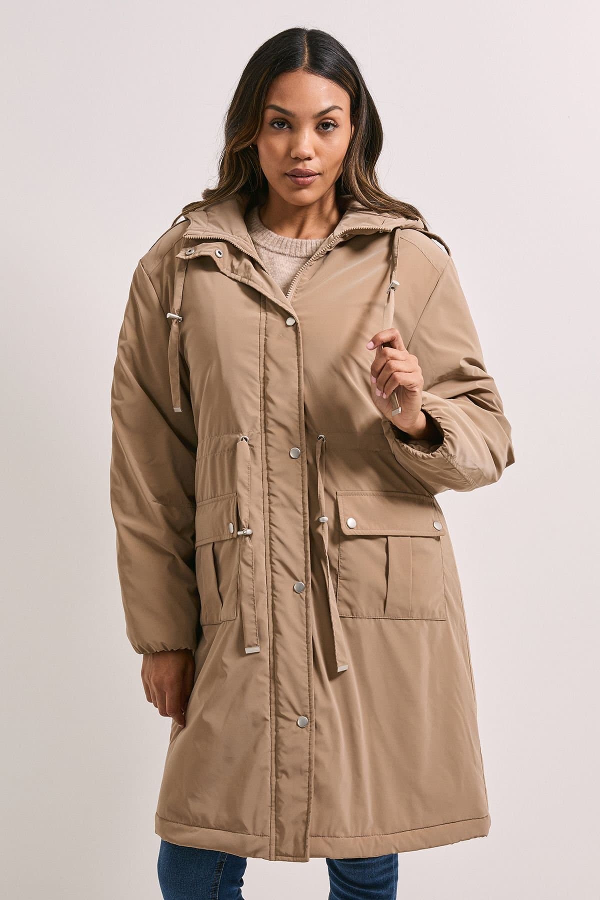 Dorothy Perkins Dorothy Perkins Women's Barrel Sleeve Parka Coat in Mocha