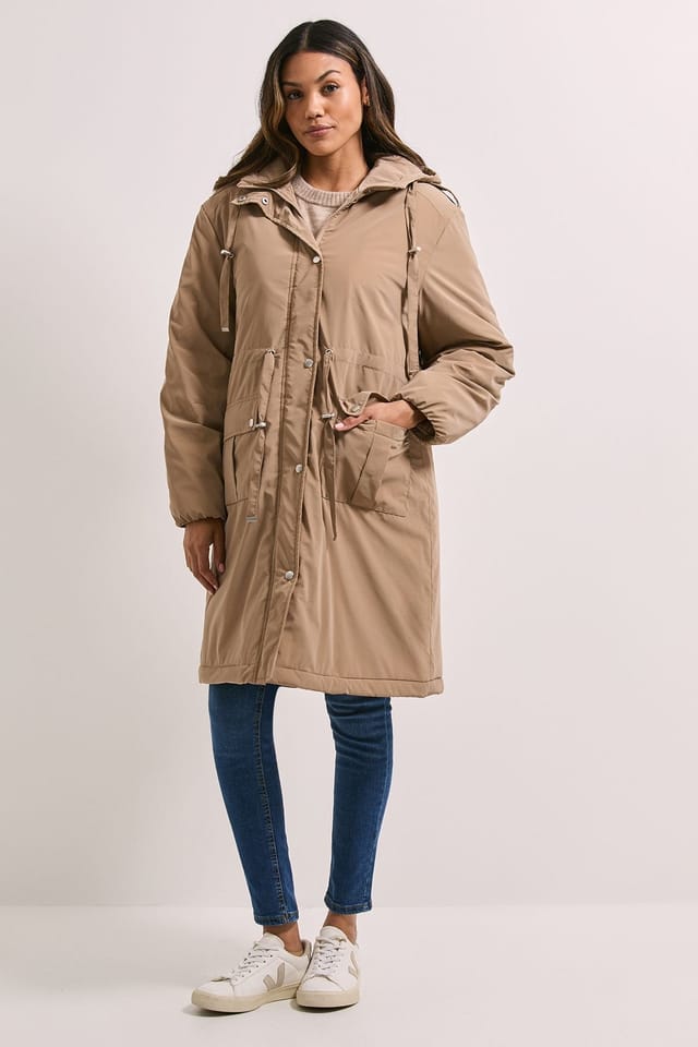 Dorothy Perkins Dorothy Perkins Women's Barrel Sleeve Parka Coat in Mocha - 2