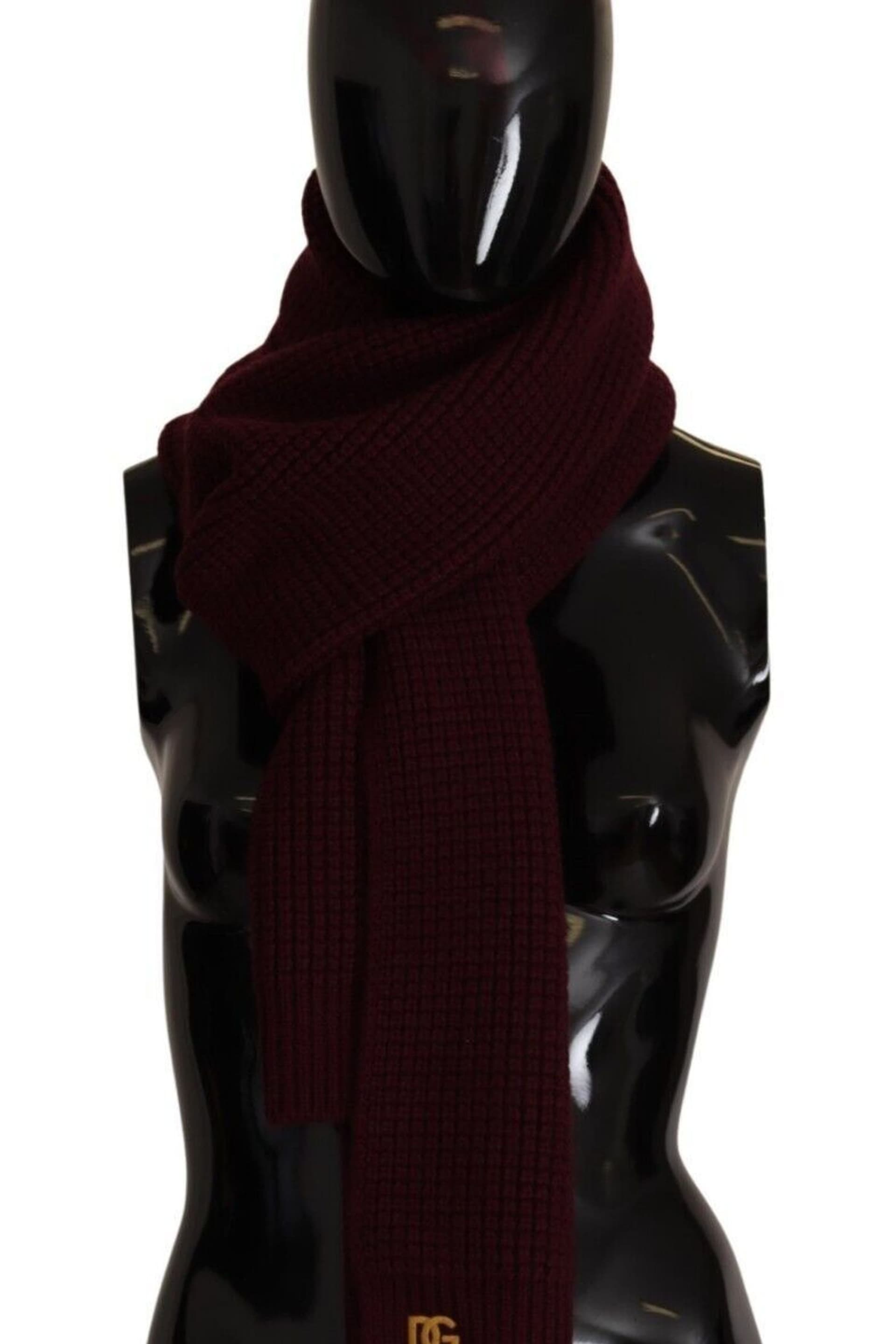 Dolce & Gabbana Dolce & Gabbana Women's Dolce Gabbana Ribknit Wool Scarf in Dark Red
