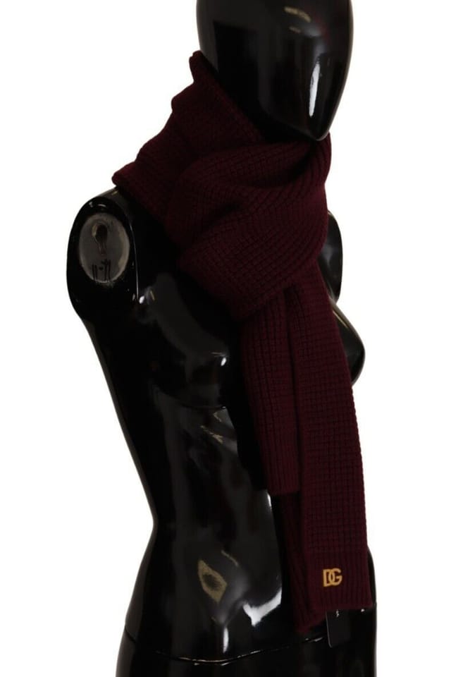 Dolce & Gabbana Dolce & Gabbana Women's Dolce Gabbana Ribknit Wool Scarf in Dark Red - 2