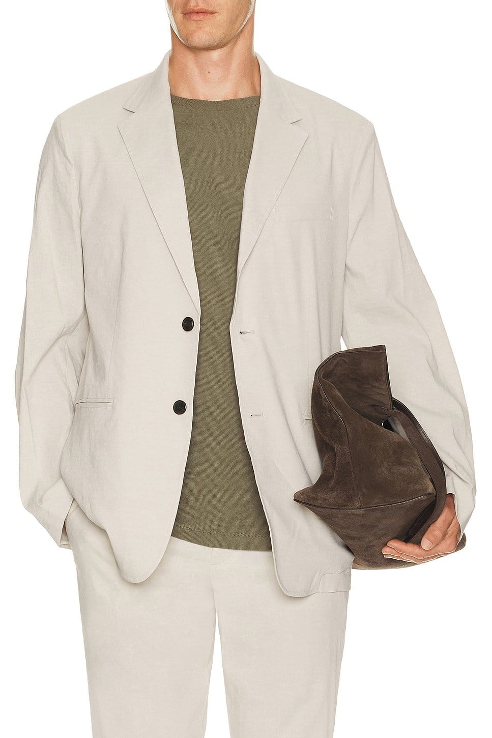 Revolve Standard Blazer in Good Linen in Silver Cloud