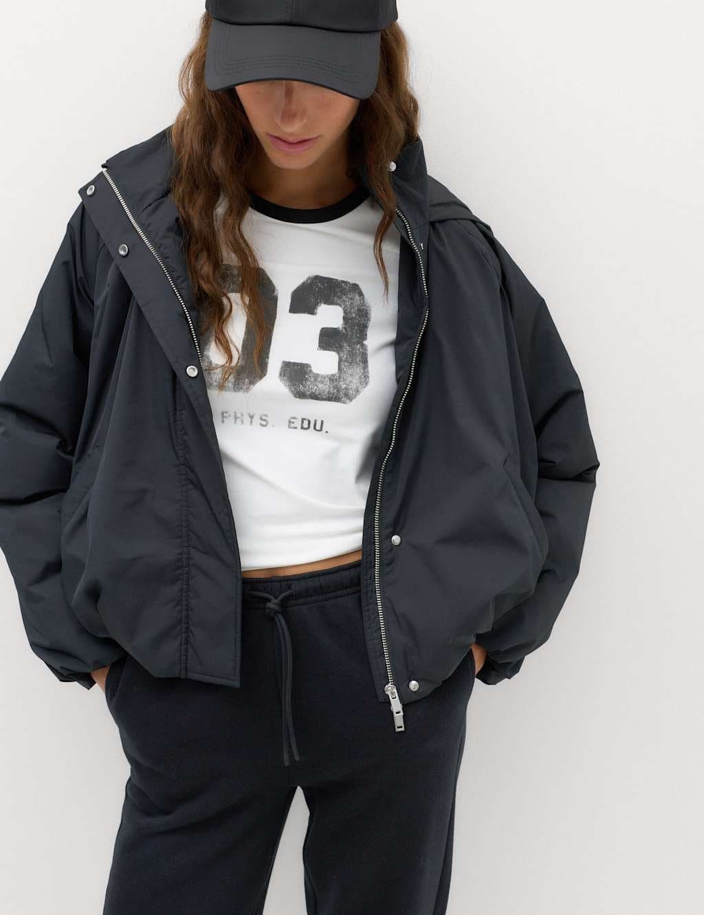 Marks & Spencer M&S Hooded Tech Bomber Jacket Black