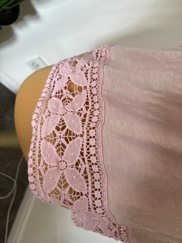New Look New Look pink vest top with crotchet lace size 14