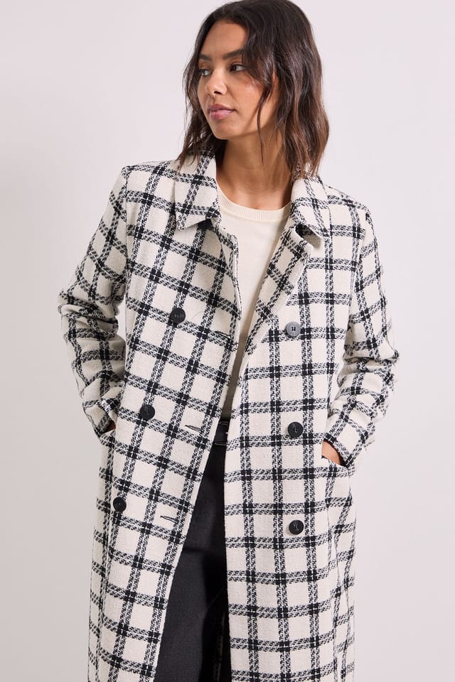 Dorothy Perkins Dorothy Perkins Women's Check Longline Coat in Mono - 2