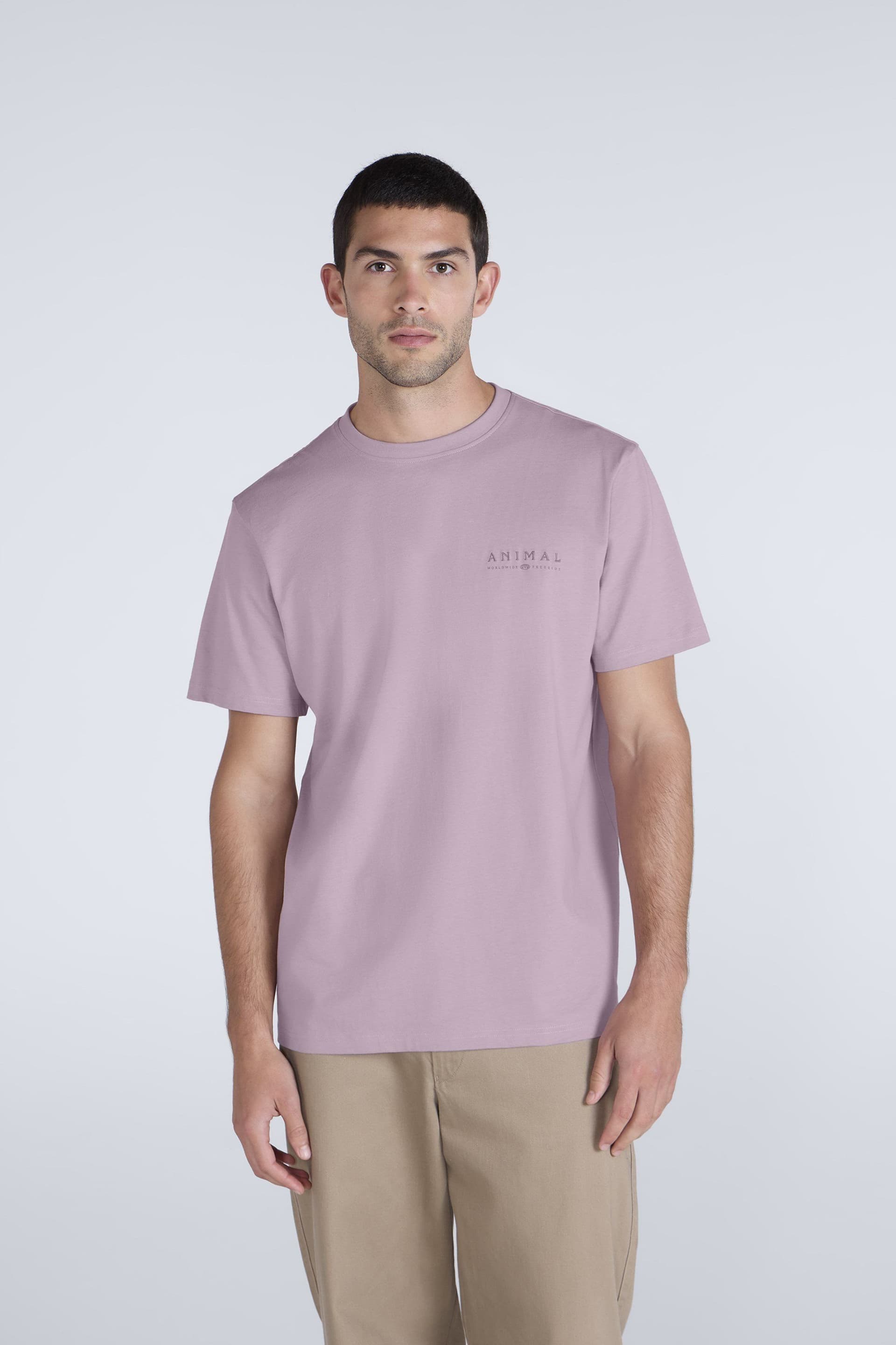 Animal Animal Men's 'Chase' Breathable Short Sleeve Cotton Relaxed Fit T-Shirt in Dark Pink