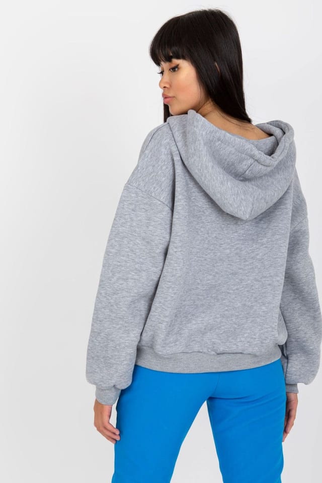 Love Lace Love Lace Women's Hooded V Neck Long Sleeve Sweatshirt Ties Style 169706 in Grey - 3