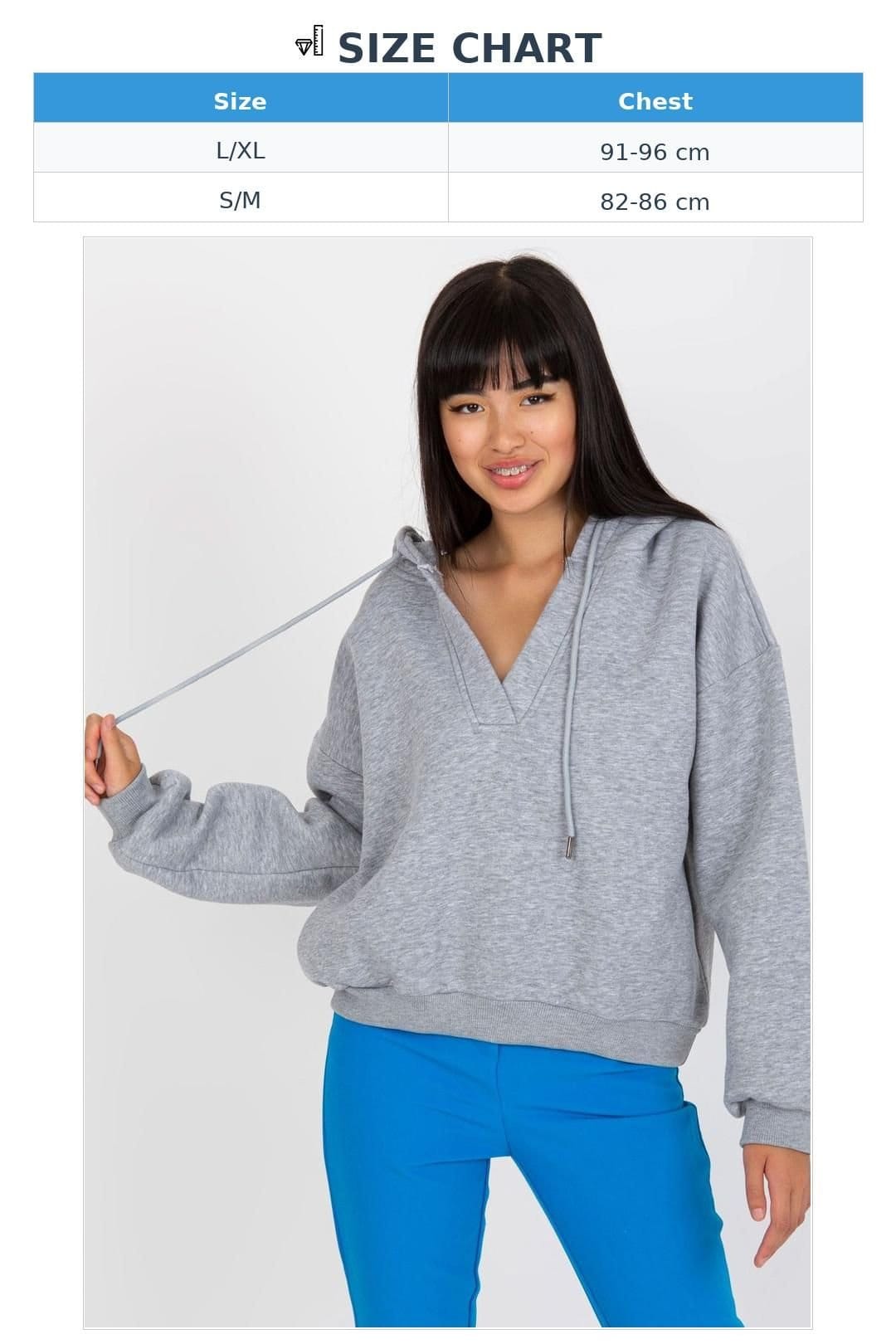 Love Lace Love Lace Women's Hooded V Neck Long Sleeve Sweatshirt Ties Style 169706 in Grey - 4