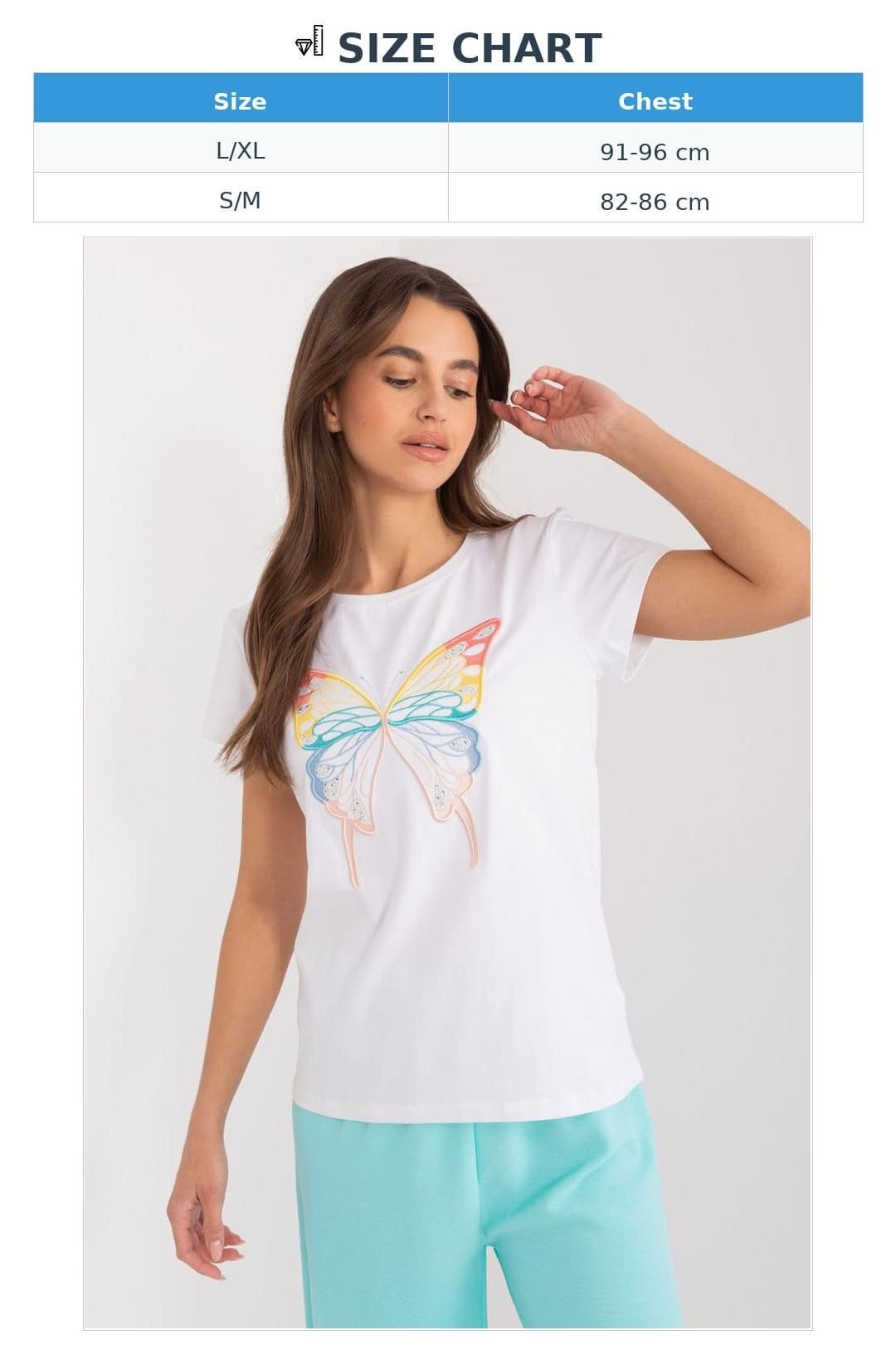 Love Lace Love Lace Women's Cotton Casual Blouse With Butterfly Zircon in White - 4