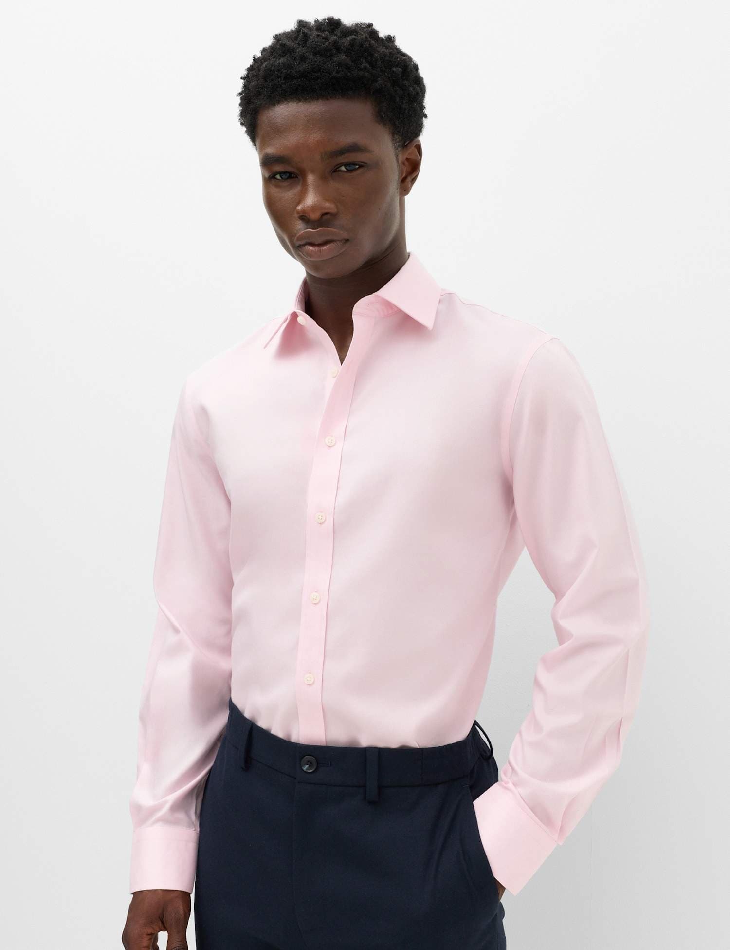 Marks & Spencer M&S Slim Fit Ultimate Non Iron Cotton Shirt Pink