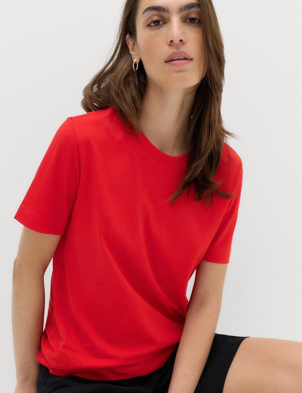 Marks & Spencer M&S Scarlet Pure Cotton Crew Neck T-Shirt
