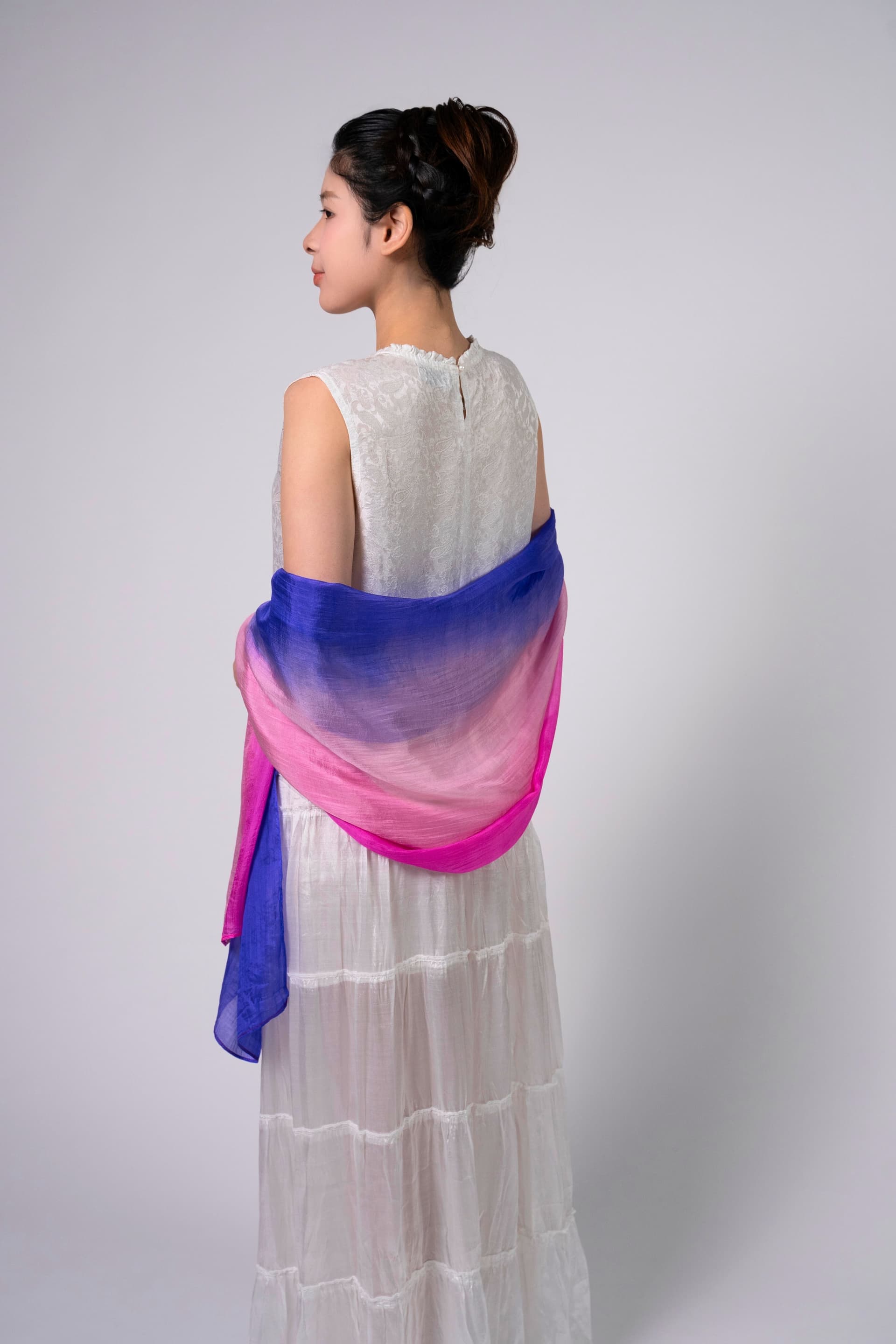 Silk and Bears Silk and Bears Pink to Sapphire Blue Silk Scarf