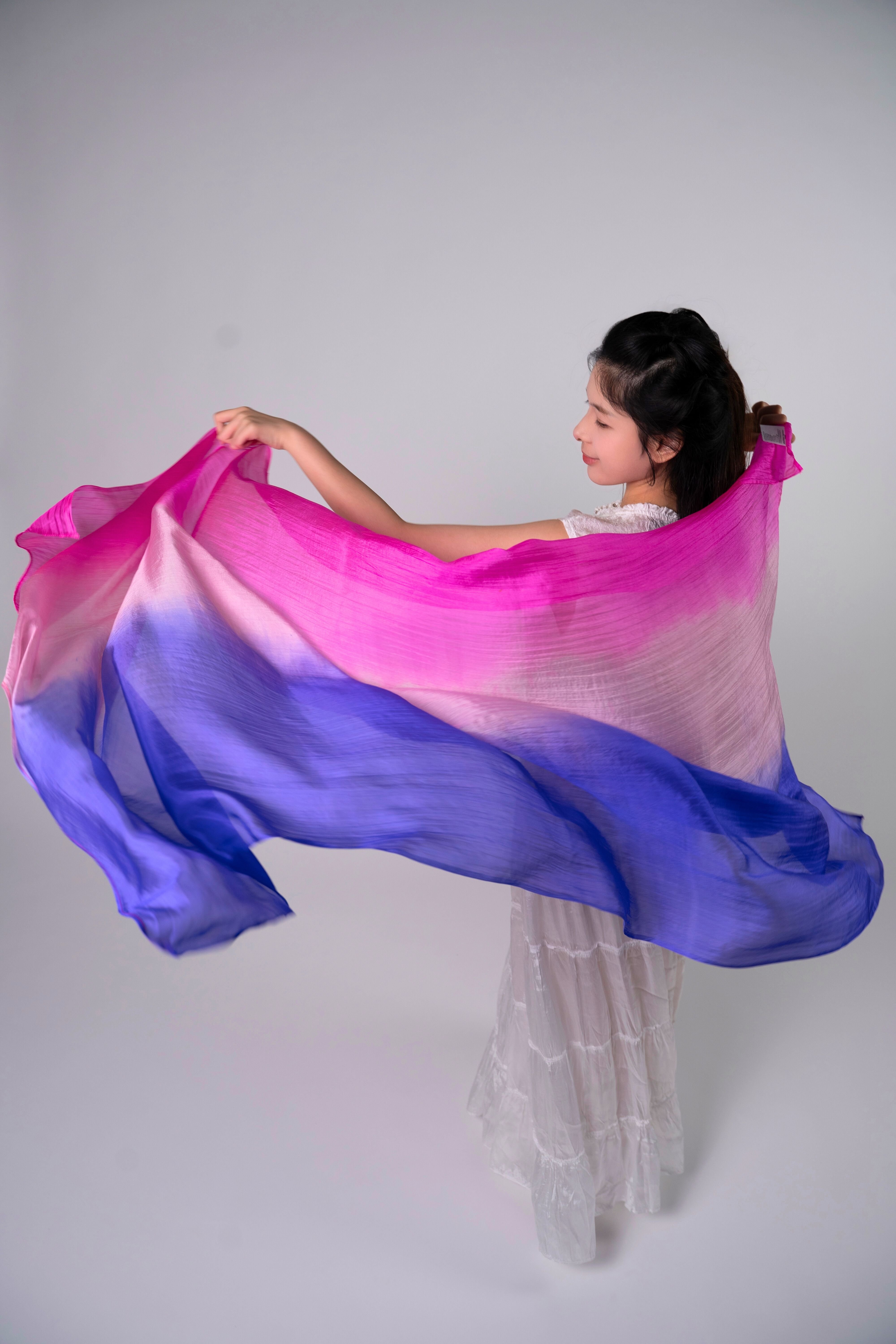 Silk and Bears Silk and Bears Women's Hand-Dyed Mulberry Silk Scarf - Pink to Sapphire Blue Ombre - 3