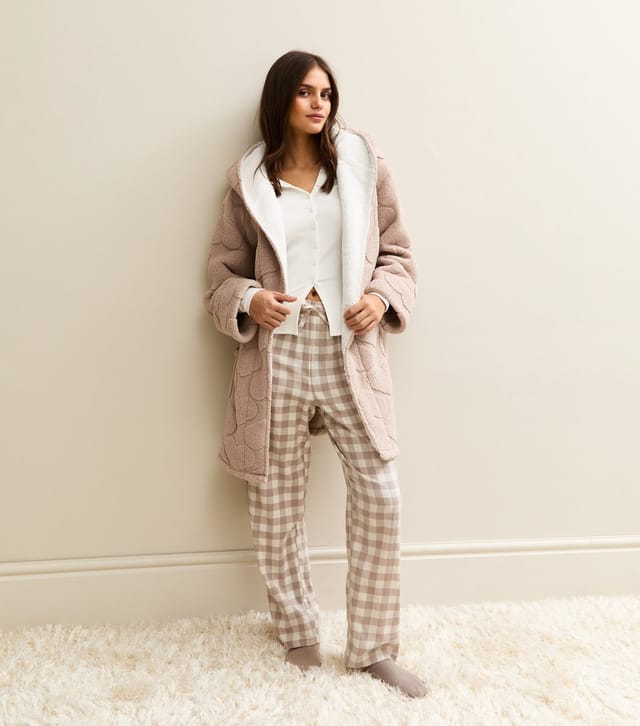New Look Women's Mink Heart Pattern Hooded Dressing Gown New Look - 3