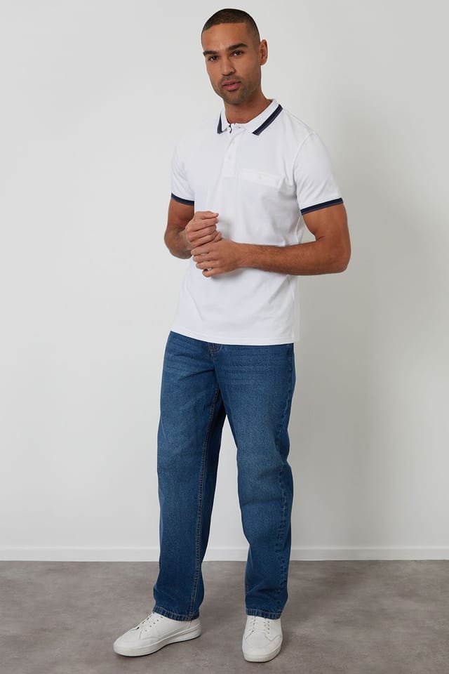 Threadbare Threadbare Men's Jetted Pocket Cotton Polo Shirt in White - 3