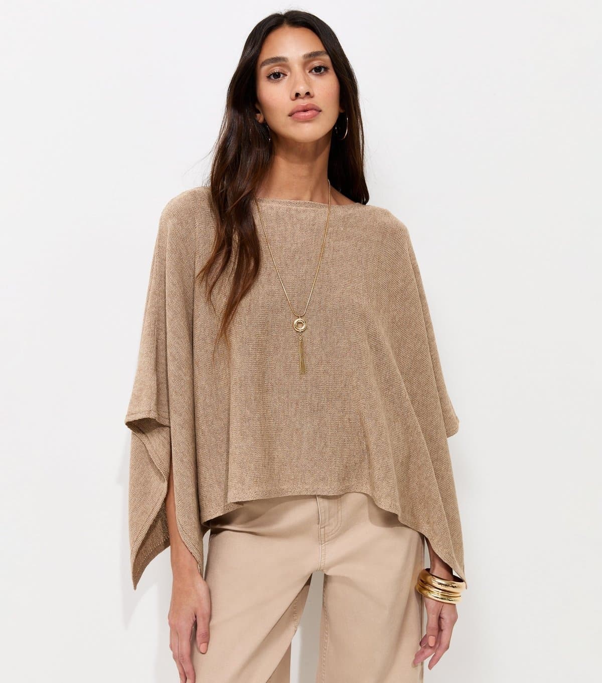 New Look Women's Oatmeal Draped Cape & Vest Top New Look