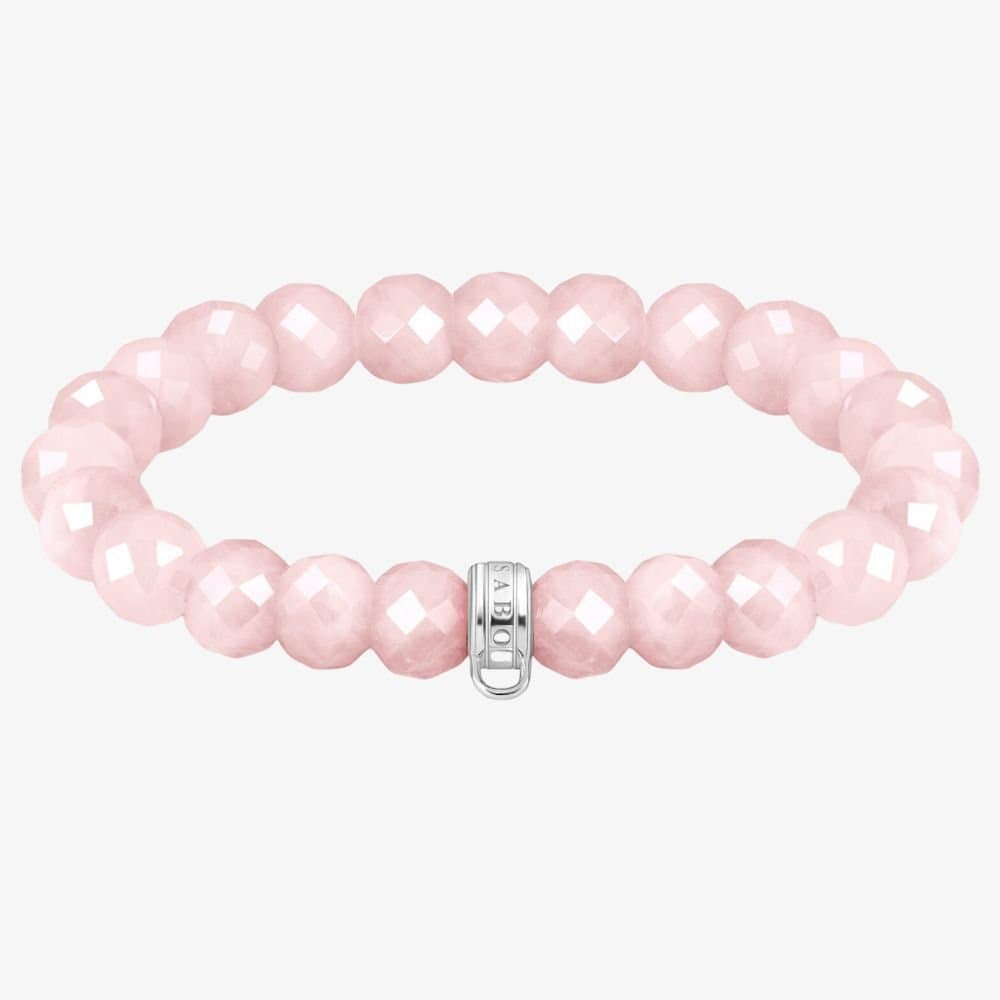 Thomas Sabo THOMAS SABO Women's As We Love 19cm Rose Quartz Oval Bead Bracelet X0292-034-9-L19 in Pink