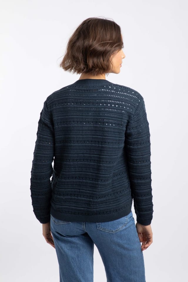 Weird Fish Weird Fish Women's Avelina Pointelle Cardigan in Navy - 3