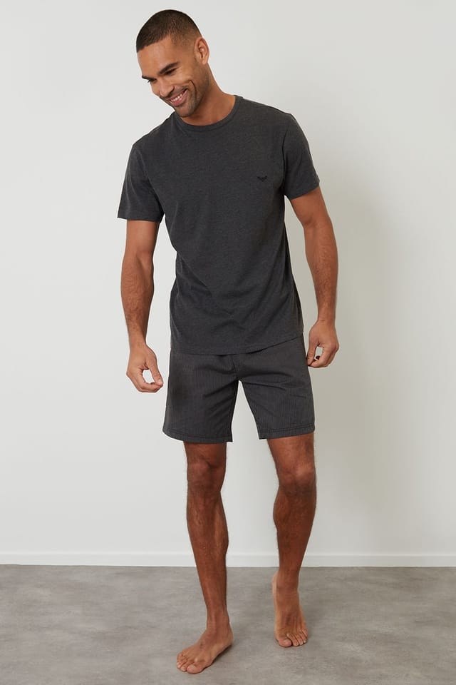 Threadbare Threadbare Men's Stripe Short Pyjama Set in Grey - 3