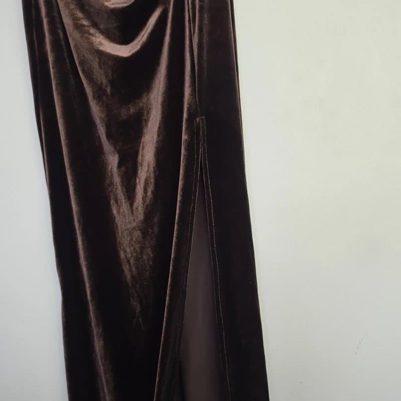 Club L London club l london abilene chocolate velvet high neck split maxi dress Size 10