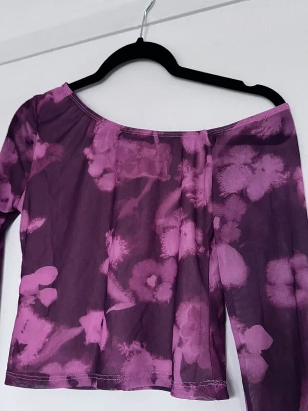 ASOS Design Asos Design Floral Mesh One-Shoulder Crop Top-Size S - 1