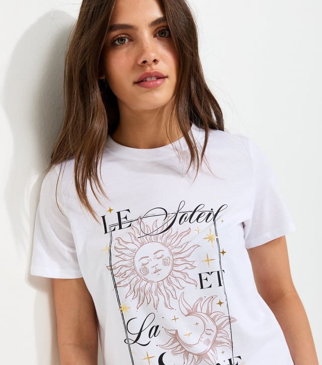 New Look Women's White Sun and Moon Graphic Relaxed T-Shirt New Look - 2