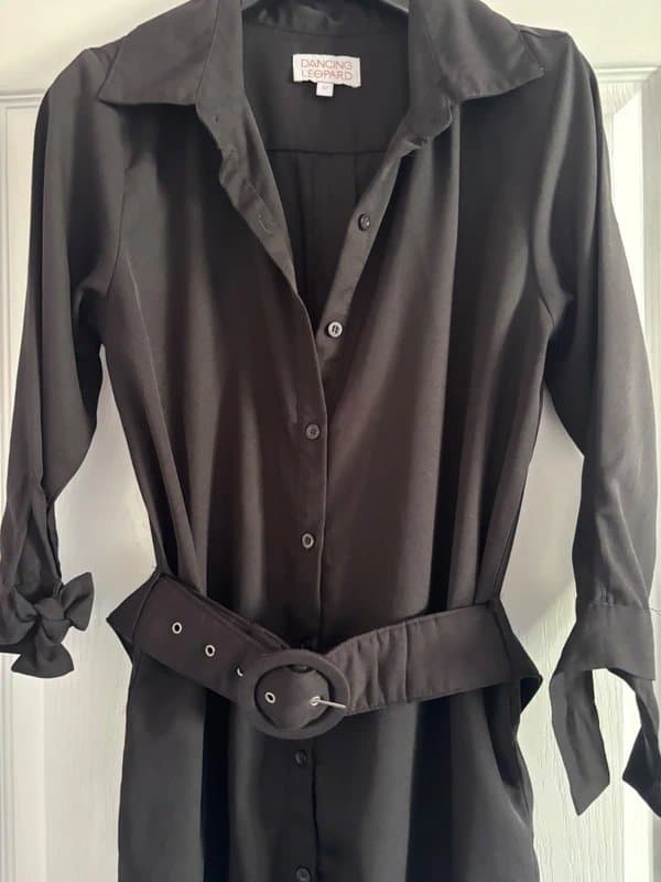 Dancing Leopard Dancing leopard knee length plunge shirt dress wedding work party pockets  12 same day post