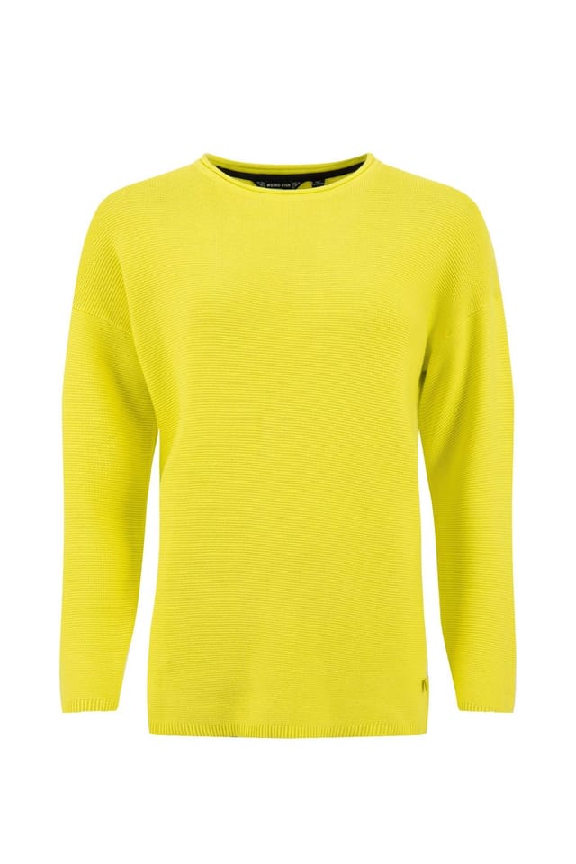 Weird Fish Weird Fish Women's Dalla Knitted Crew Neck Jumper in Lime - 2