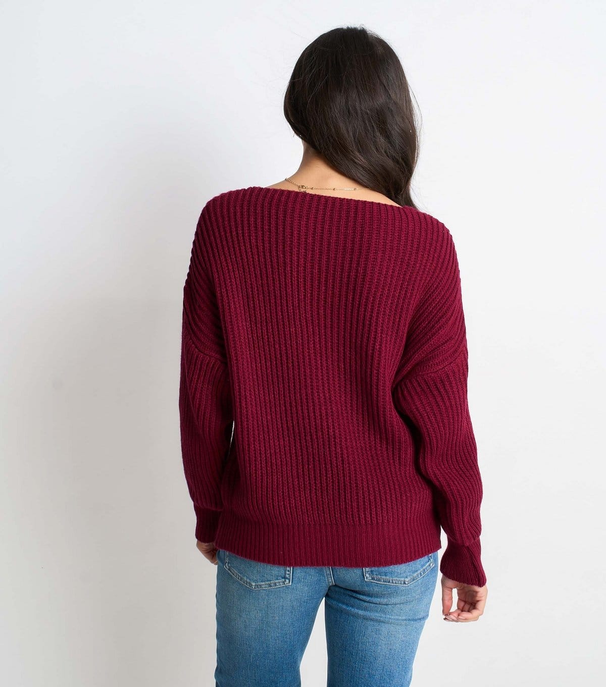 Gini London Women's Burgundy Knit Oversized Jumper Gini London New Look - 4