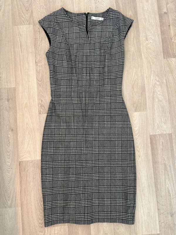 Mango Mango dogtooth patterned shift dress work office size small