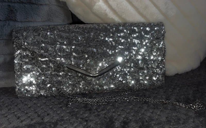 New Look Silver sequin clutch bag