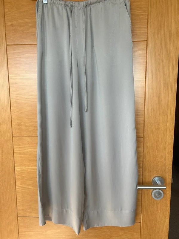 ASOS ASOS Design Silver Grey Wide Satin Trousers - 1