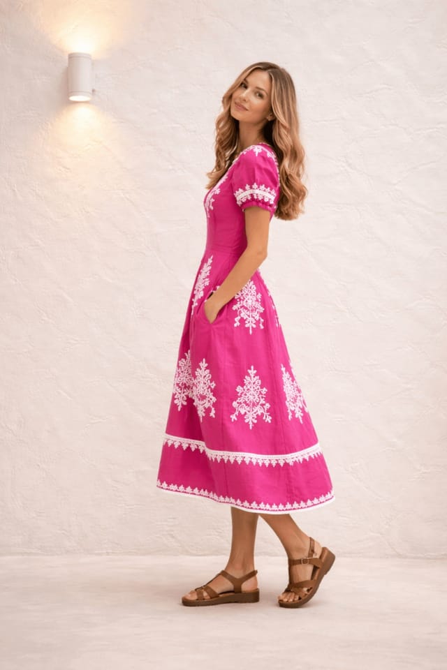 Style Cheat Style Cheat Women's Knot Front Midi Dress Pink - 2