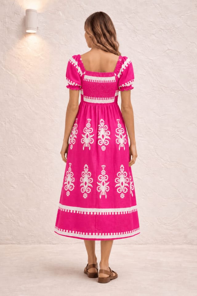 Style Cheat Style Cheat Women's Knot Front Midi Dress Pink - 3