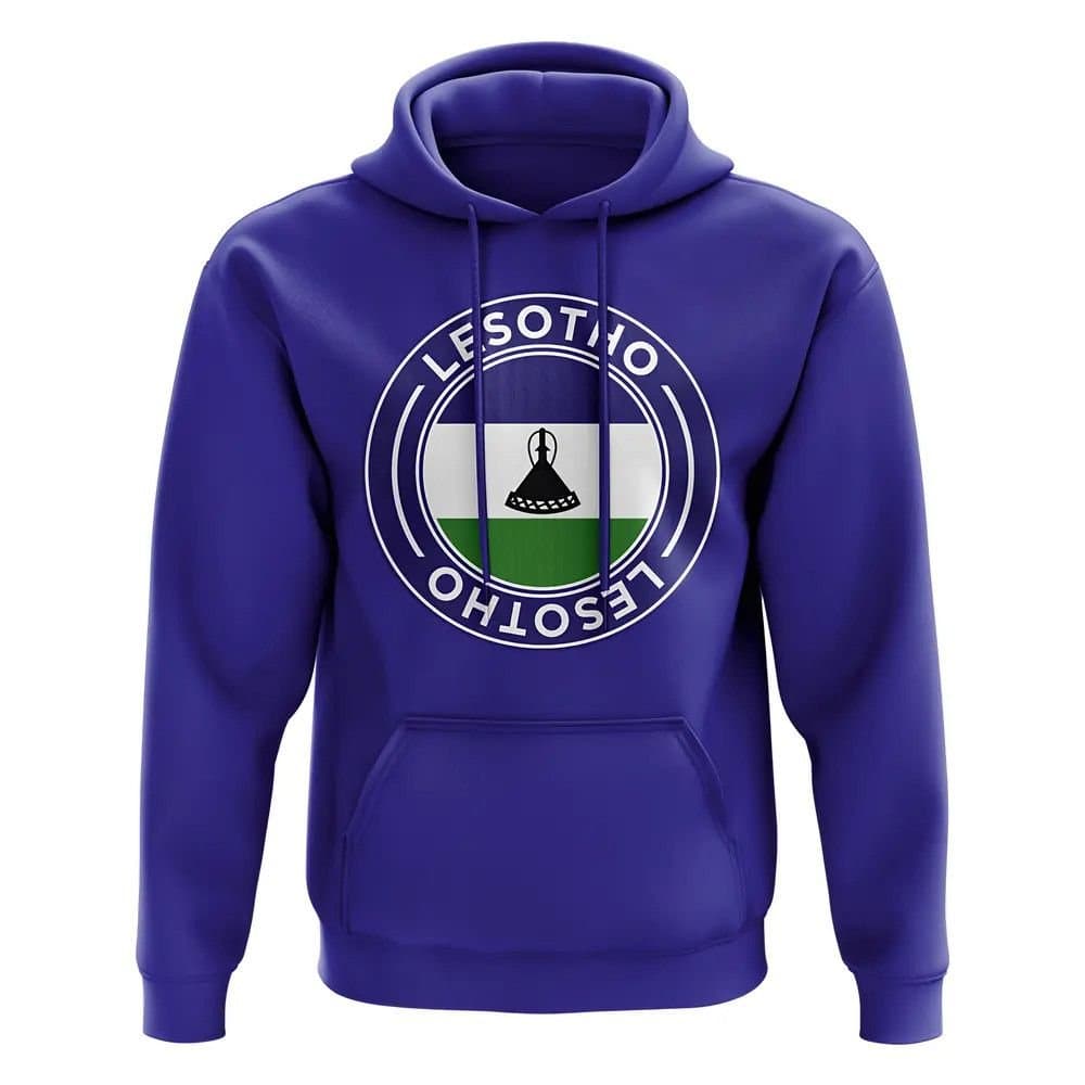 Lesotho Lesotho Men's Personalised Football Badge Hoodie Royal in Blue