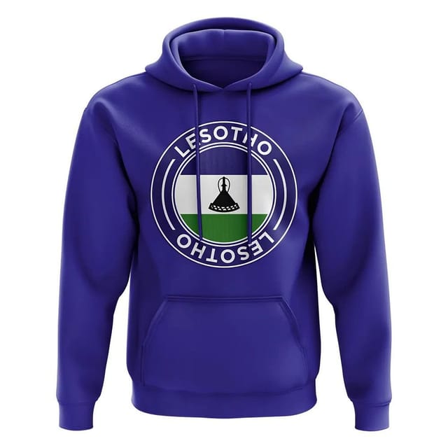 Lesotho Lesotho Men's Personalised Football Badge Hoodie Royal in Blue - 2