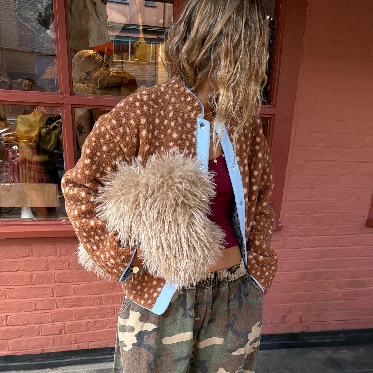 Never Fully Dressed Reversible Deer Borg Jacket