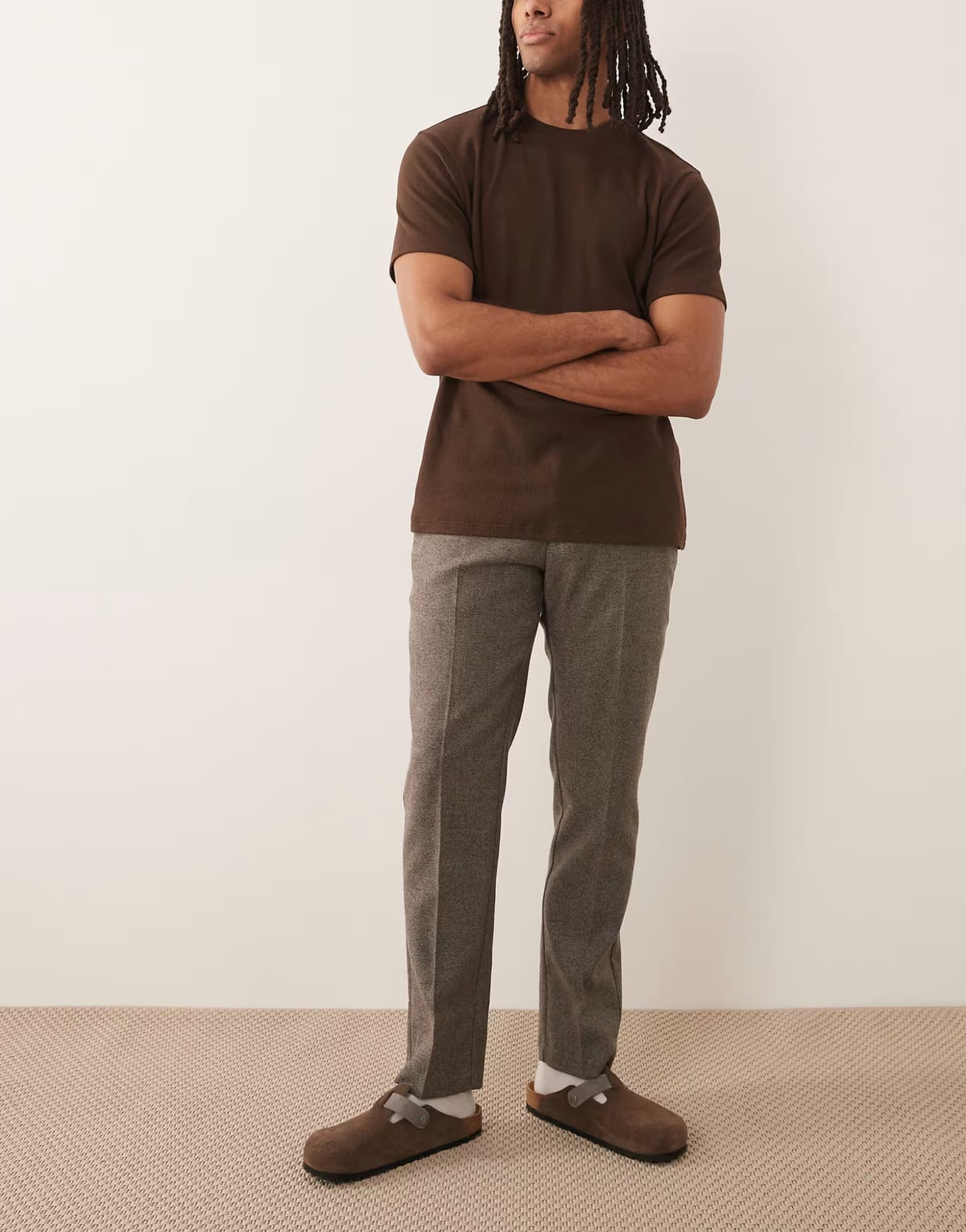 ASOS ASOS DESIGN smart slim trousers with wool blend in charcoal - CHARCOAL - 1