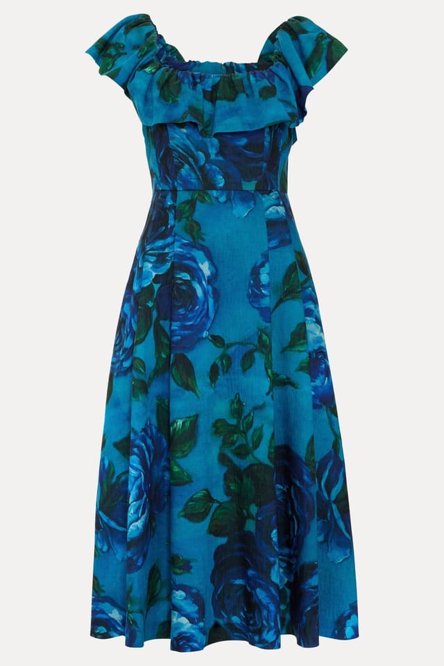 Phase Eight Phase Eight Women's Brianne Floral Midi Dress in Turquoise - 2