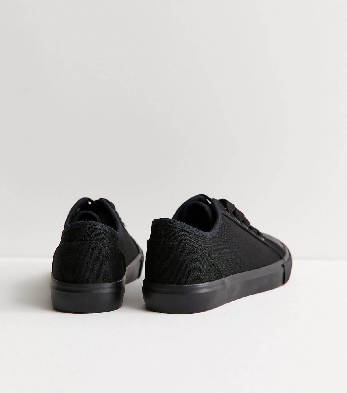 New Look Women's Black Cotton Canvas Lace Up Trainers Vegan New Look - 4