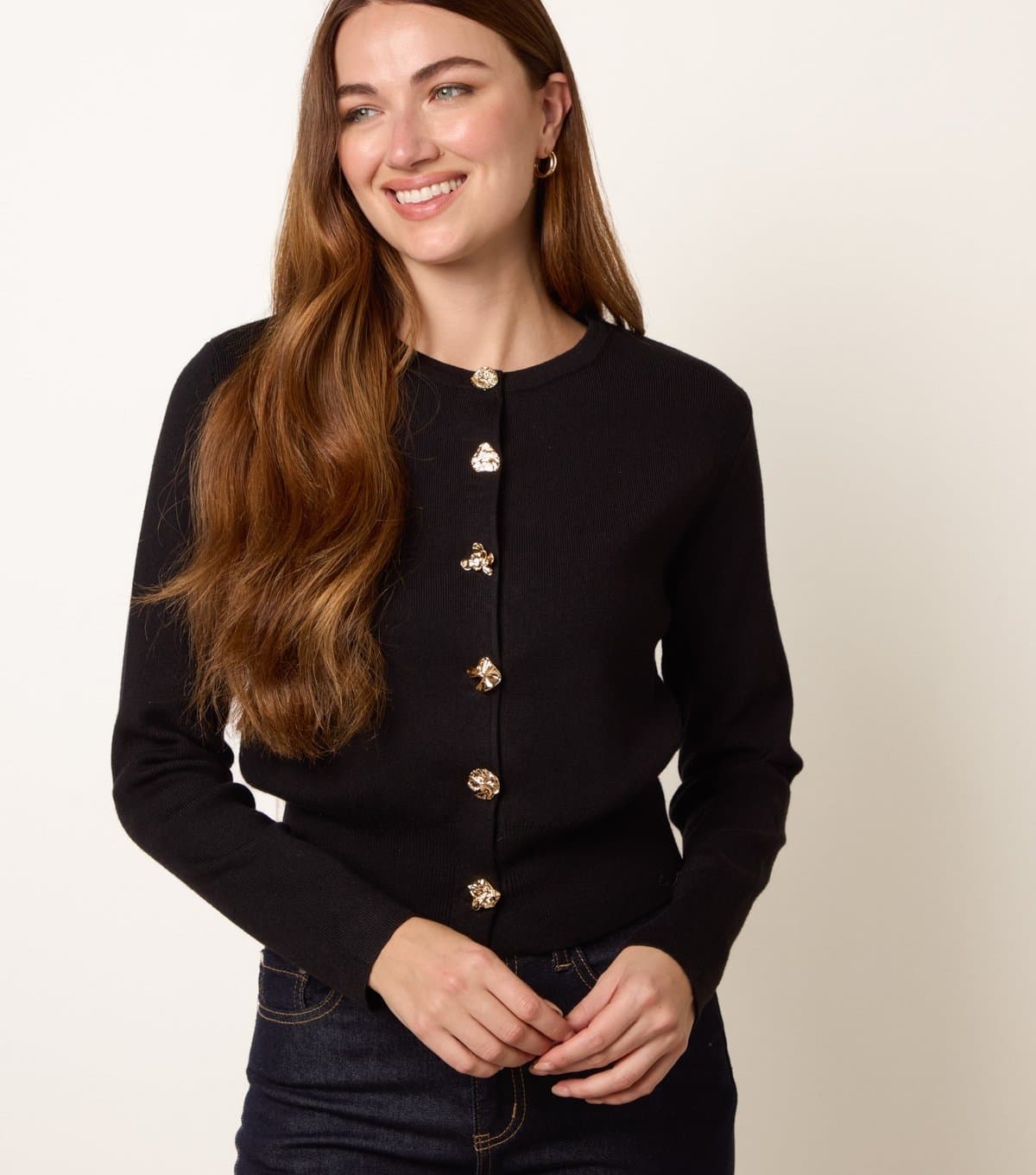 Blue Vanilla Women's Black Button Detail Cardigan Blue Vanilla New Look